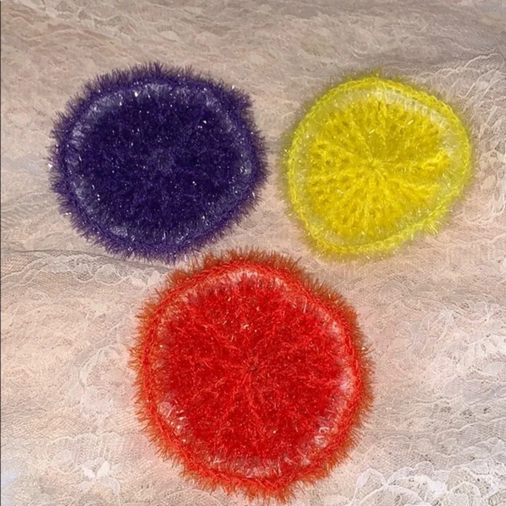 3X Sparkle Yarn Scrubbies Hand Made - Grea…